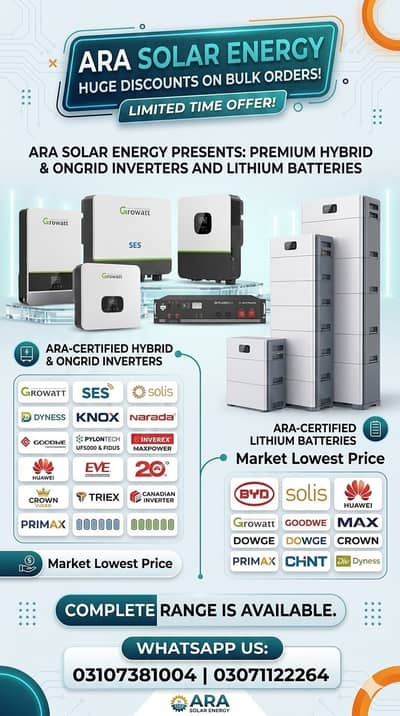 ARA Solar Energy – Hybrid & On-Grid Inverters + Lithium Batteries
