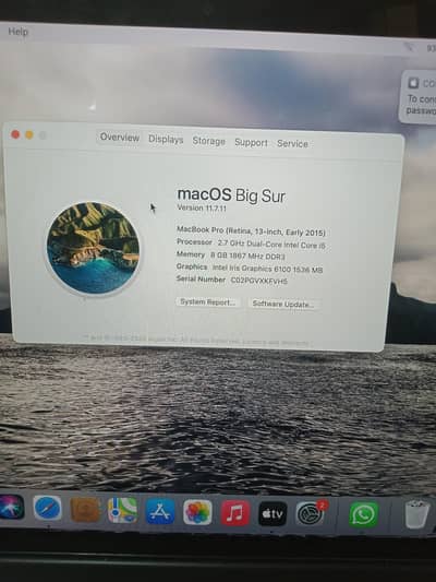 Mac book pro core i5 8gb ram 256 gb storage