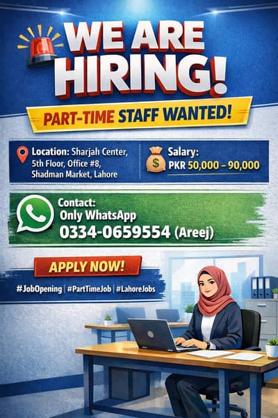 Part Time + Office Job + Lahore + Good Salary