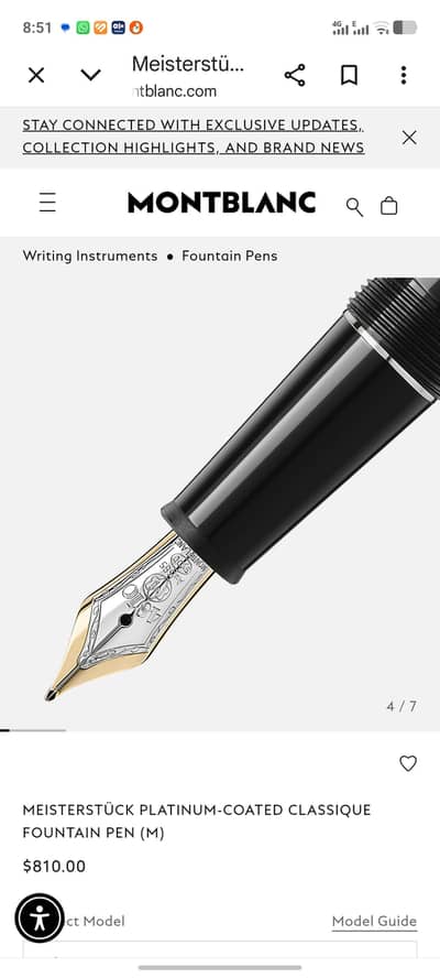 Montblanc Fountain Pen Platinum Coating Germany