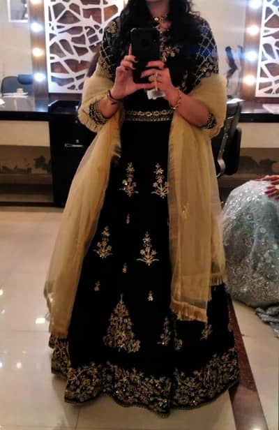 Black and golden Lehenga for sale