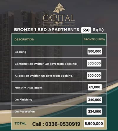 1 Bed Luxury Apartment Available For Sale On 4.5 Years Instalment Plan In Top City 1 Islamabad