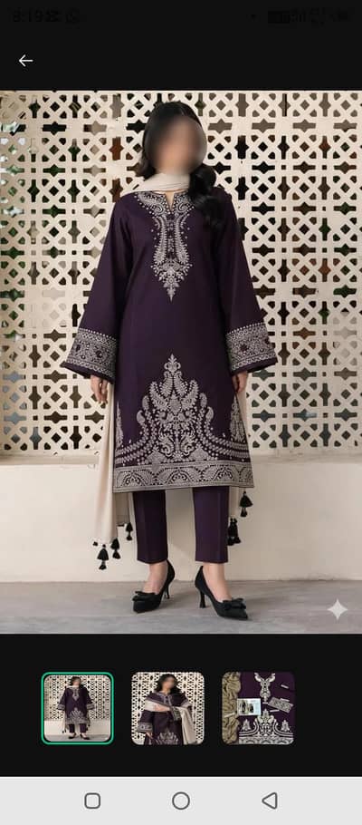 3 Pcs women's unstitched Embroidered suit