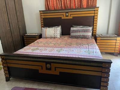 Complete Bed Set with Dressing, Side Tables and Mattress