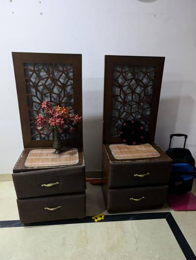 Wooden bedside tables with led lights available