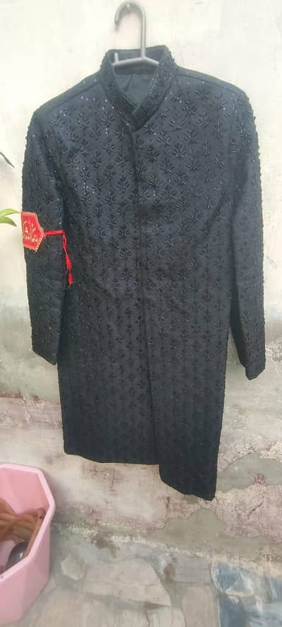 black sharwani nice slim feting