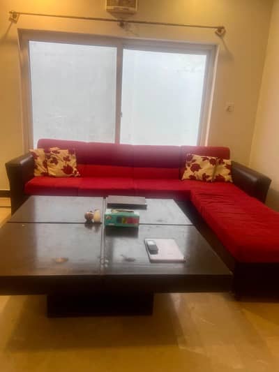 L Shape Sofa set with Wooden Table