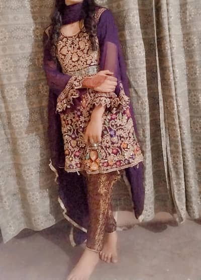 Purple Chiffon Airline Suit – Good Condition – For Sale