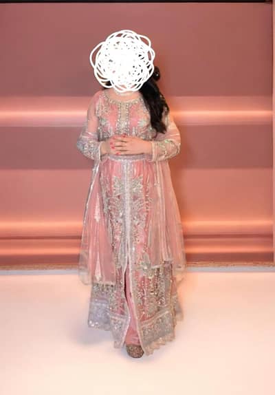 Stunning Tea Pink Heavily Embellished Bridals/Party Wear Maxi