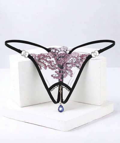 Diamond Pendant Lace Thong