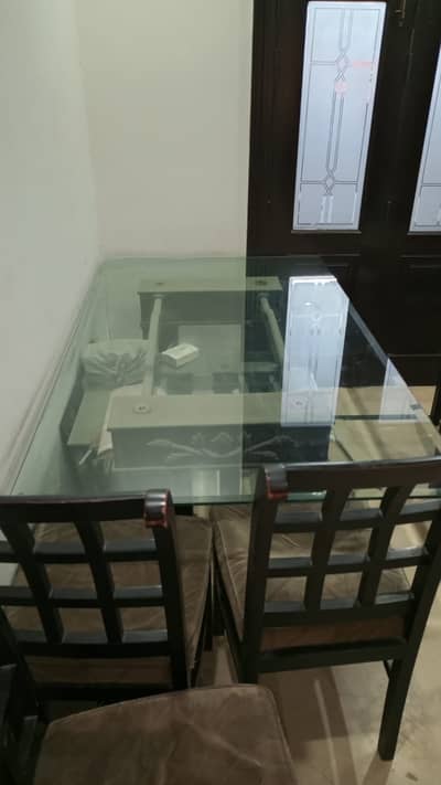 Dining table glass top with Chairs