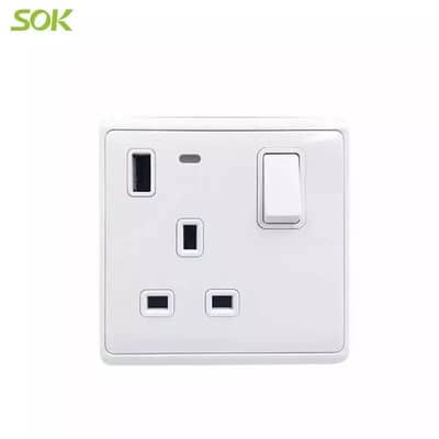 13A BS Electric Socket With Neon & USB