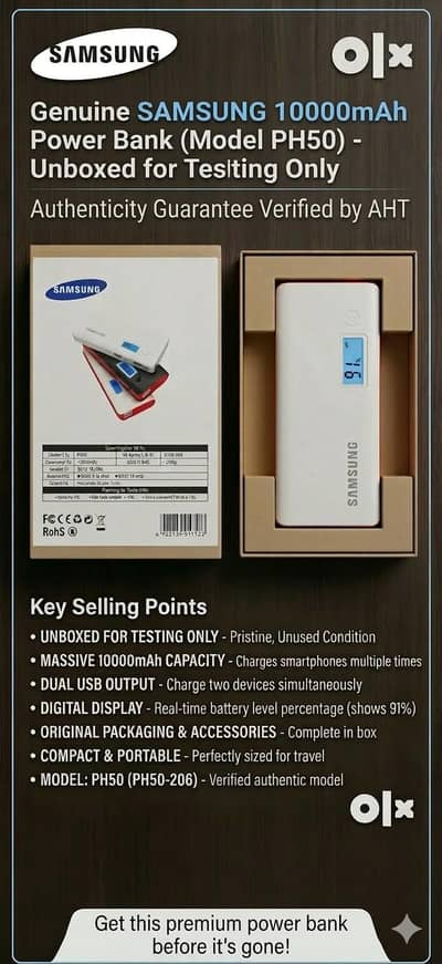 Pre-owned Samsung 10000mAh Power Bank (Unboxed) - AHT Verified