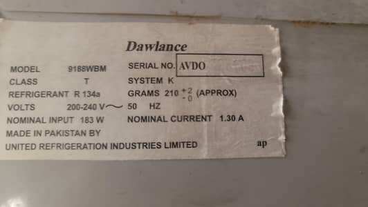 Dawlance Refrigerator 9188WBM – Good Condition