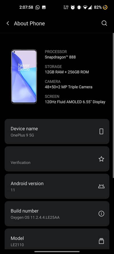 One Plus 9 Snapdragon 888 12/256