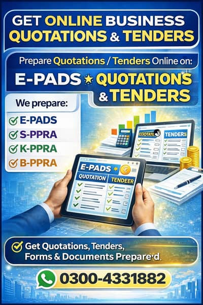 E-pads Quotations & Tender preparing services 03004331882