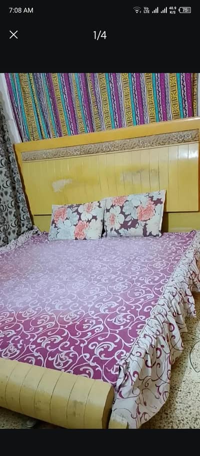 Strong Wooden Bed with Mattress & Divider – Good Price