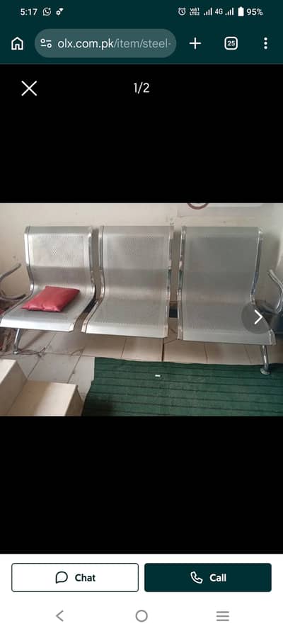 3 seater steal chairs