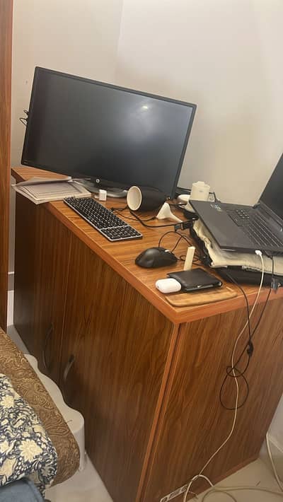 bunk bed with wardrobe and table