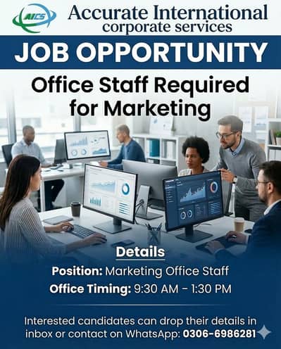 Office Staff Required for Marketing