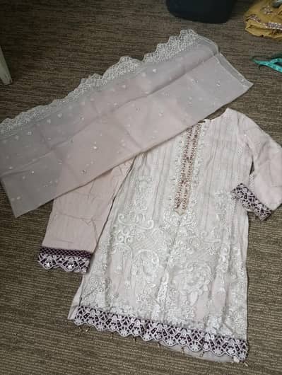 soft organza ful embroided 3 piece dress