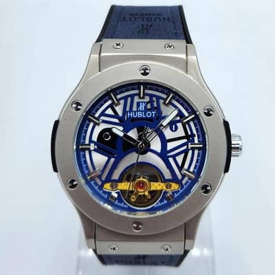 Hublot Style Blue Skeleton Dial Quartz Watch