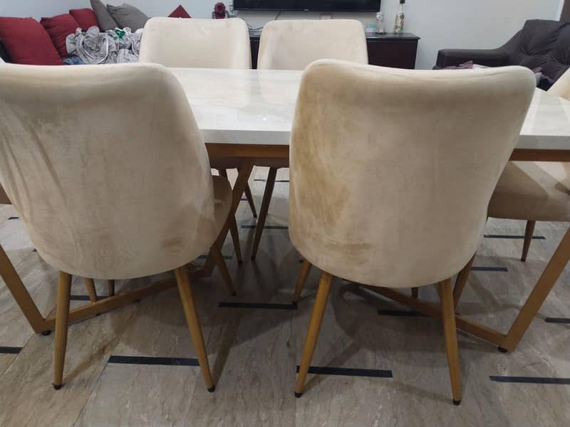 Brand New 6 Seater Dining Table – Modern UV Sheet Marble Design 1