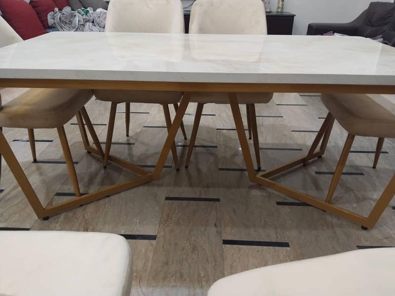 Brand New 6 Seater Dining Table – Modern UV Sheet Marble Design 2