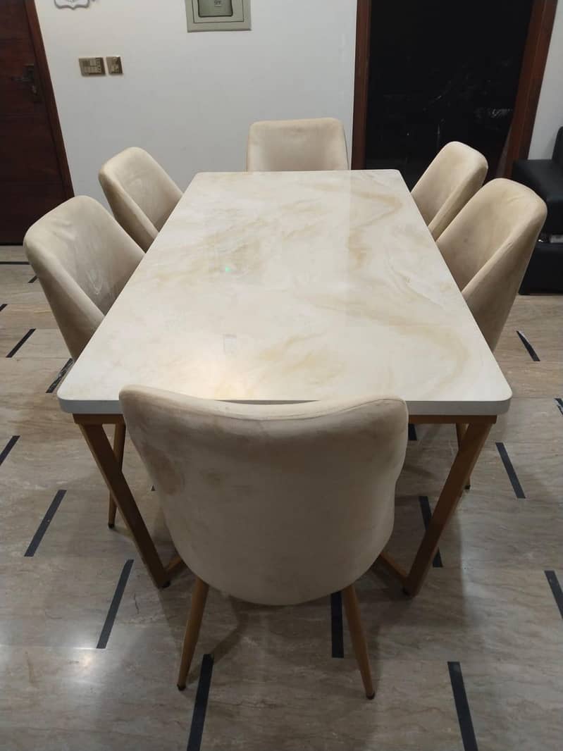 Brand New 6 Seater Dining Table – Modern UV Sheet Marble Design 5