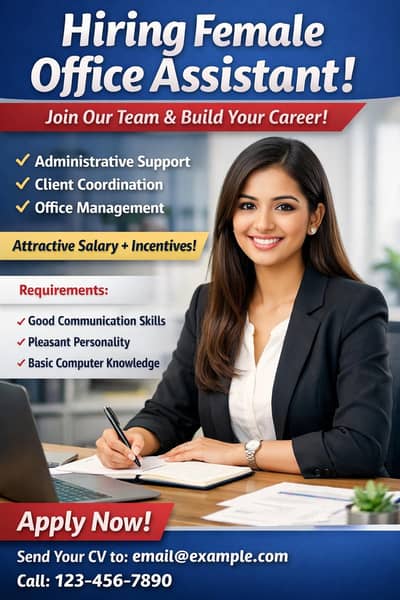 Female Office Assistant Required (Facebook Marketing Expert