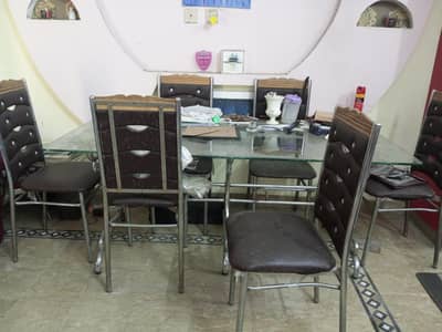 dinning table iron 6 chairs for sale
