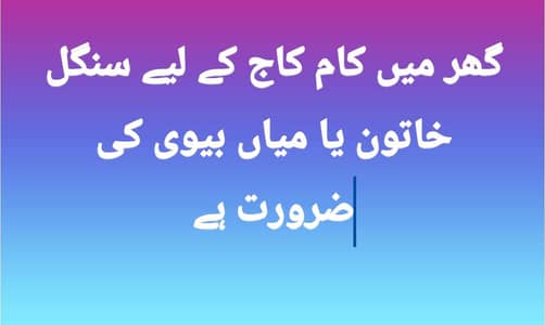 Maid required for domestic work