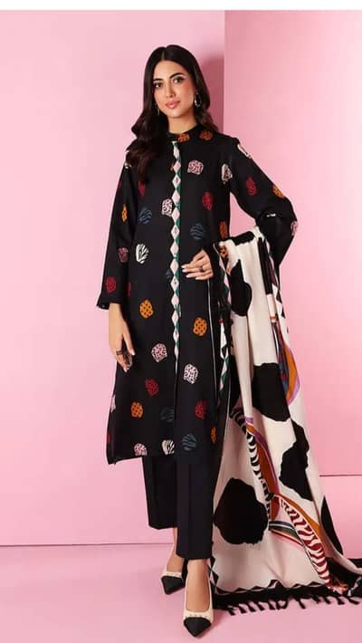 3Pcs Women's Unstitched Embroidered Suit