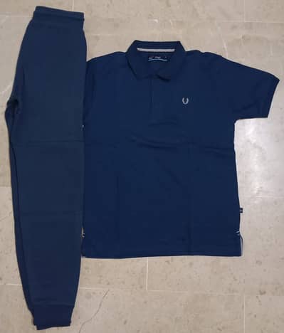 Men’s Polo T-Shirt & Trouser Set Small Size – Stylish Navy Blue Casua