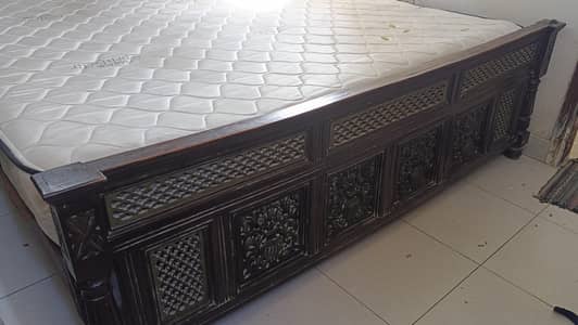 KING SIZE BED WITH MATTRESS | SHISHAM WOOD