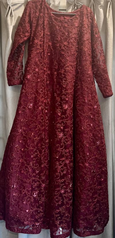 Full embroidered Red maxi with cancan