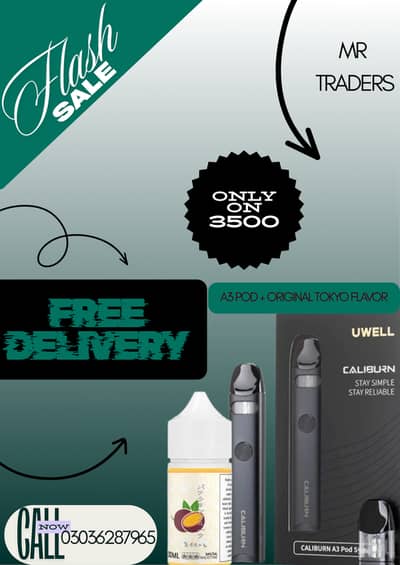 Uwell Caliburn A3 Pod Kit + Tokyo Flavor E-Liquid | Free Delivery |