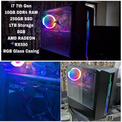 i7 7th gen AMD RX590 8GB 256 SSD + 1 TB Hard, 16 DDR4 RAM