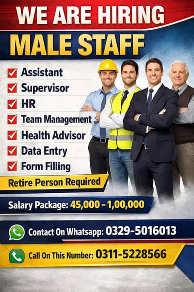 “We Are Hiring – Male Staff Wanted!”