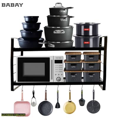 Wall Mounted 2 Tier Pot Rack Organizer Metal Durable