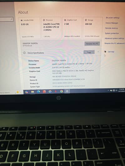 HP Notebook i5 -6200U 2.3 GHz 8gb ram 512 HDD