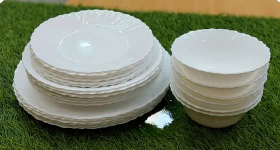 56 pieces white marble dinner set