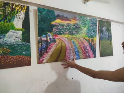 set of 3 beautiful hand painting