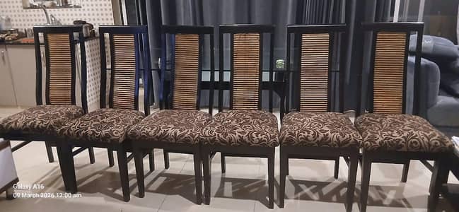 Glass top Dining Table with 6 chairs