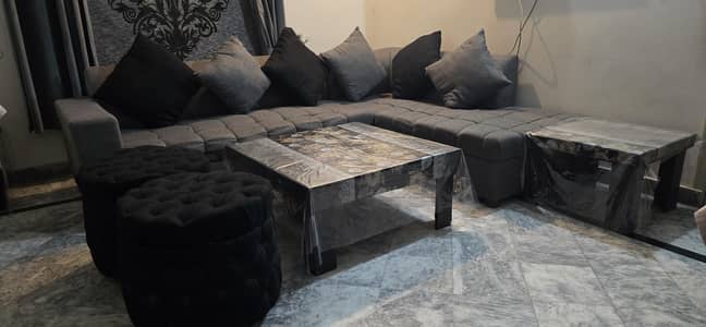 complete corner of the house with curtains and tables