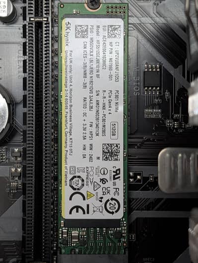 Skynix pc801 512gb gen4 NVME SSD system pulled