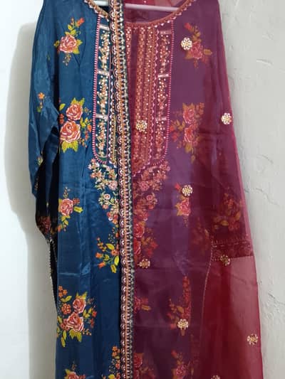 Elegant Blue Silk 3 Piece Suit |