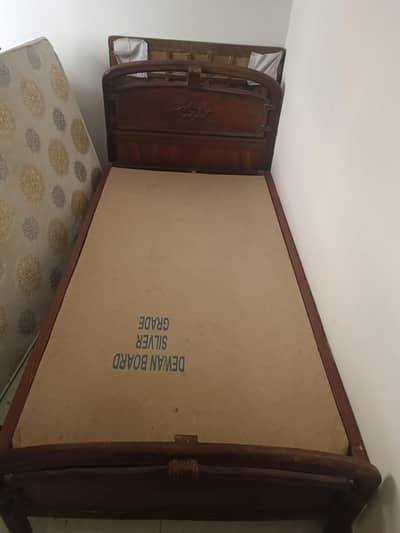 Sheesham wood Single bed with mattress
