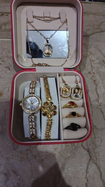 full box of watches and necklace