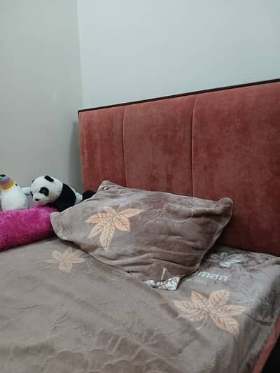 Single Bed with Upholstered Headboard + Matching Side Table (Good Cond